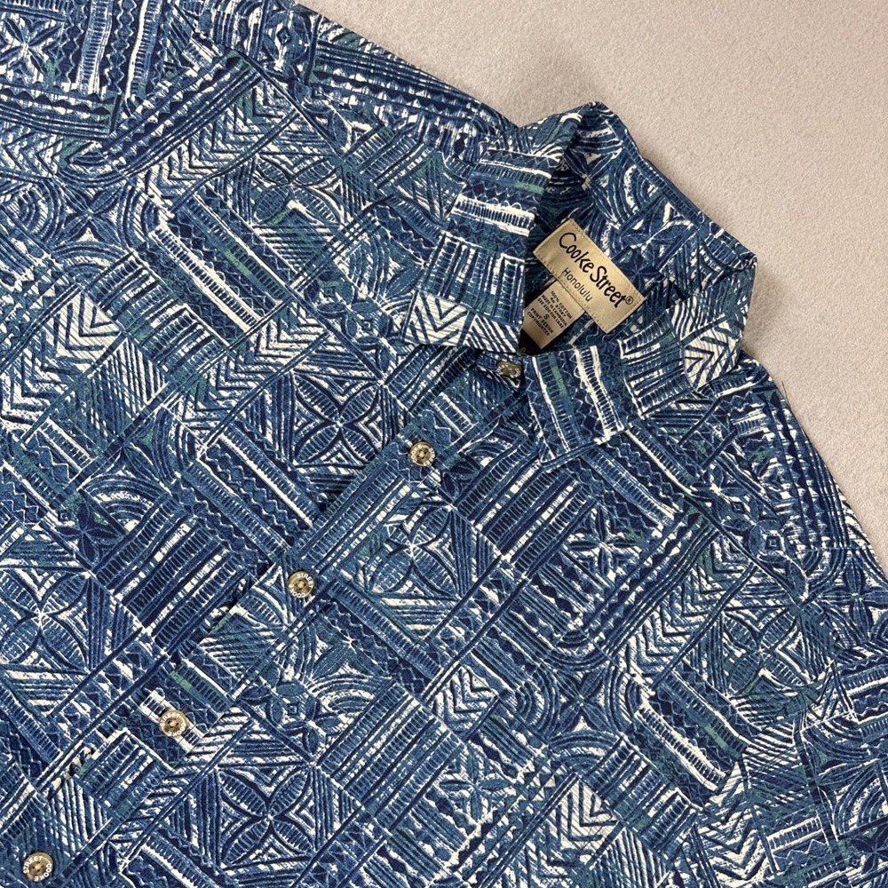 Cooke Street Hawaiian Shirt Mens Small Blue Button Up Short Sleeve Preowned NWOT